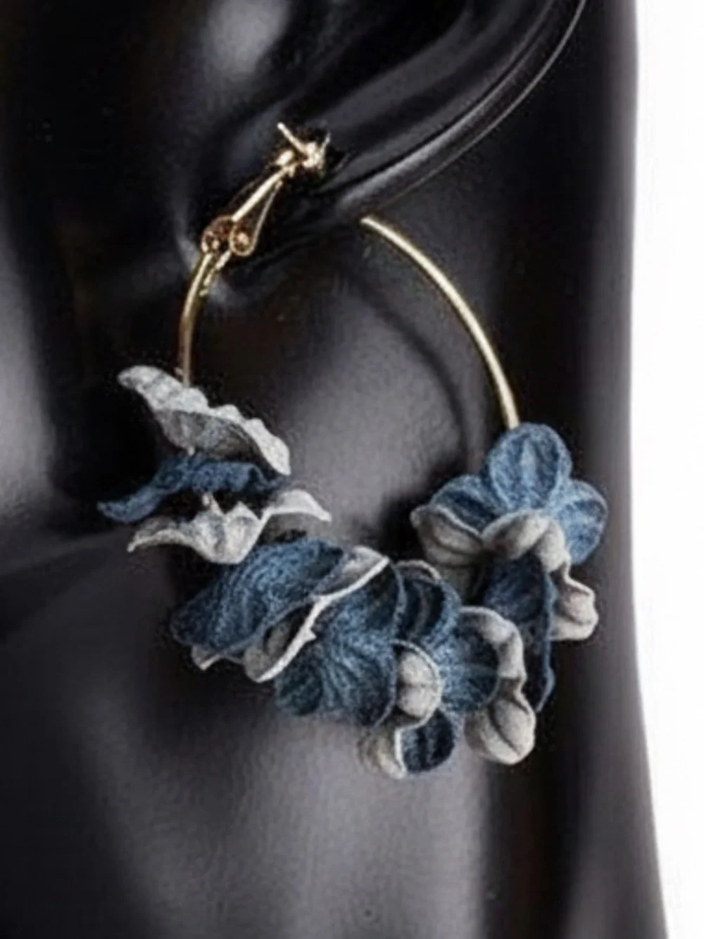 Womens Flower‎ Gold Hoop Earrings